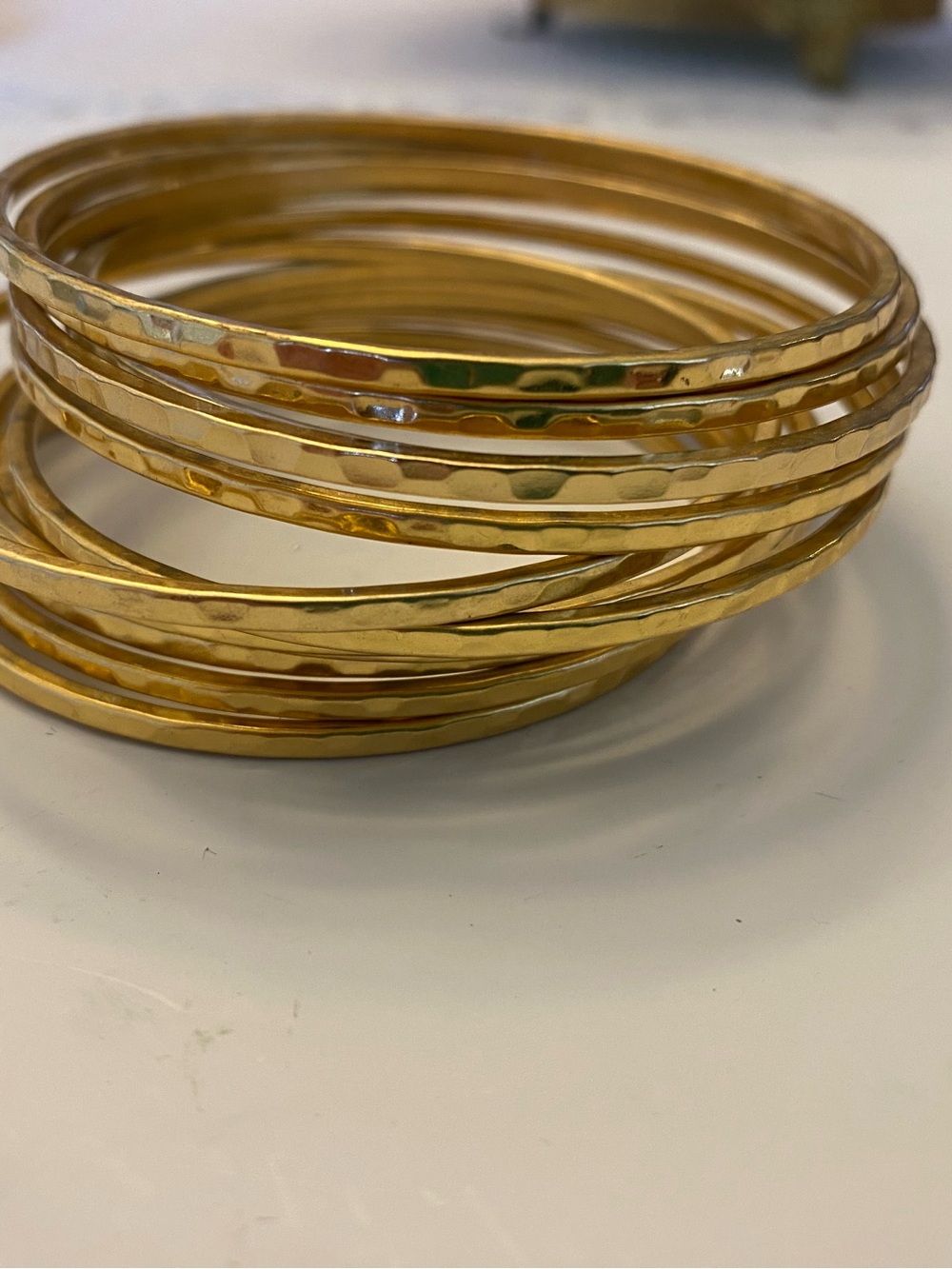 Premier Designs Gold Hammered Stackable Bangle Set - Picture 10 of 11